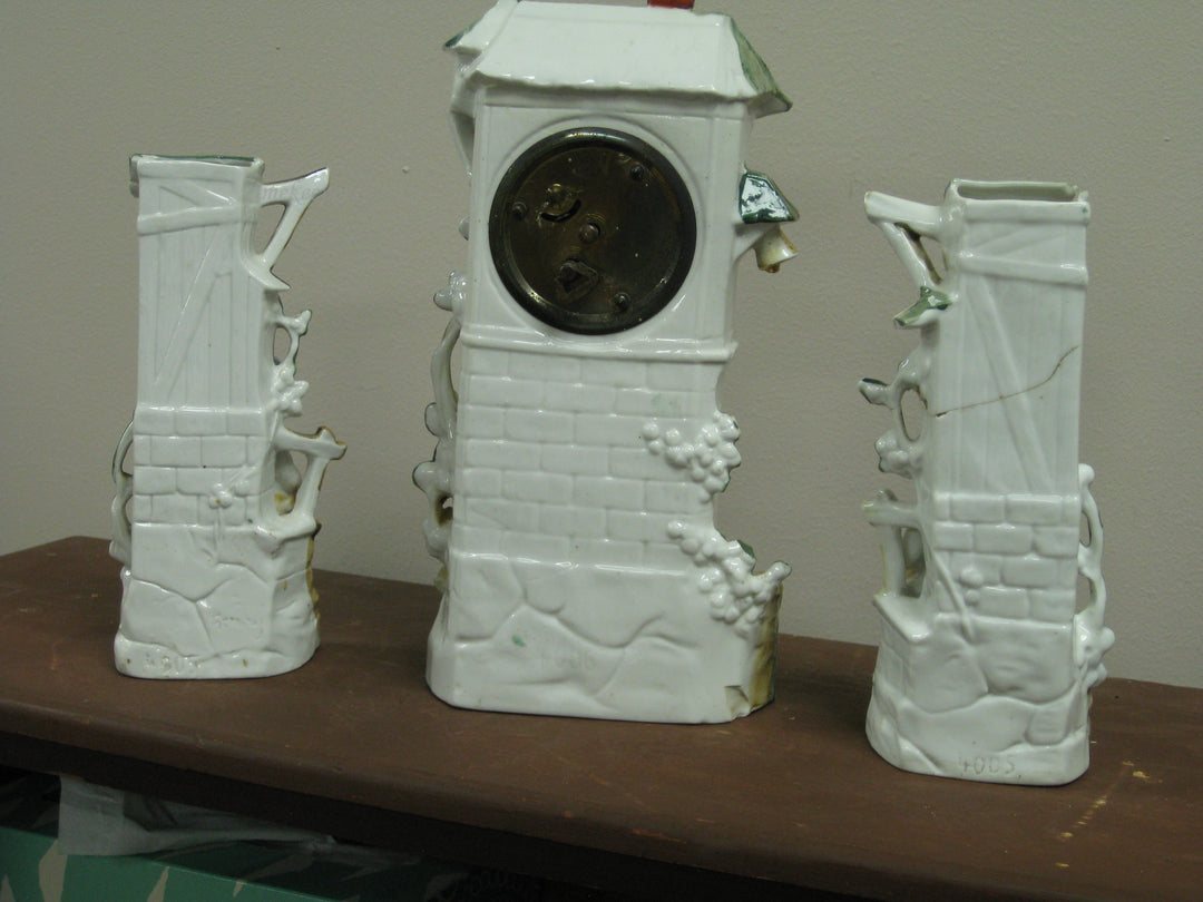 g210 1920s 3 piece German Miniature Statue Clock