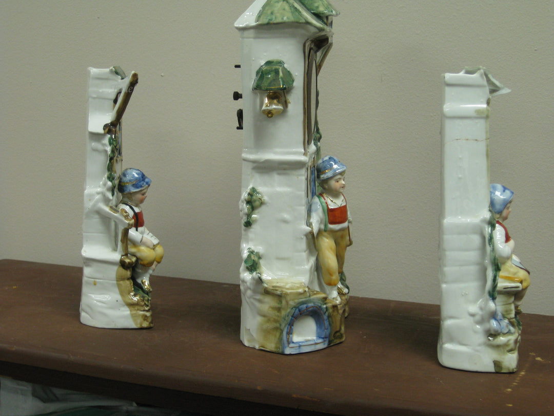 g210 1920s 3 piece German Miniature Statue Clock