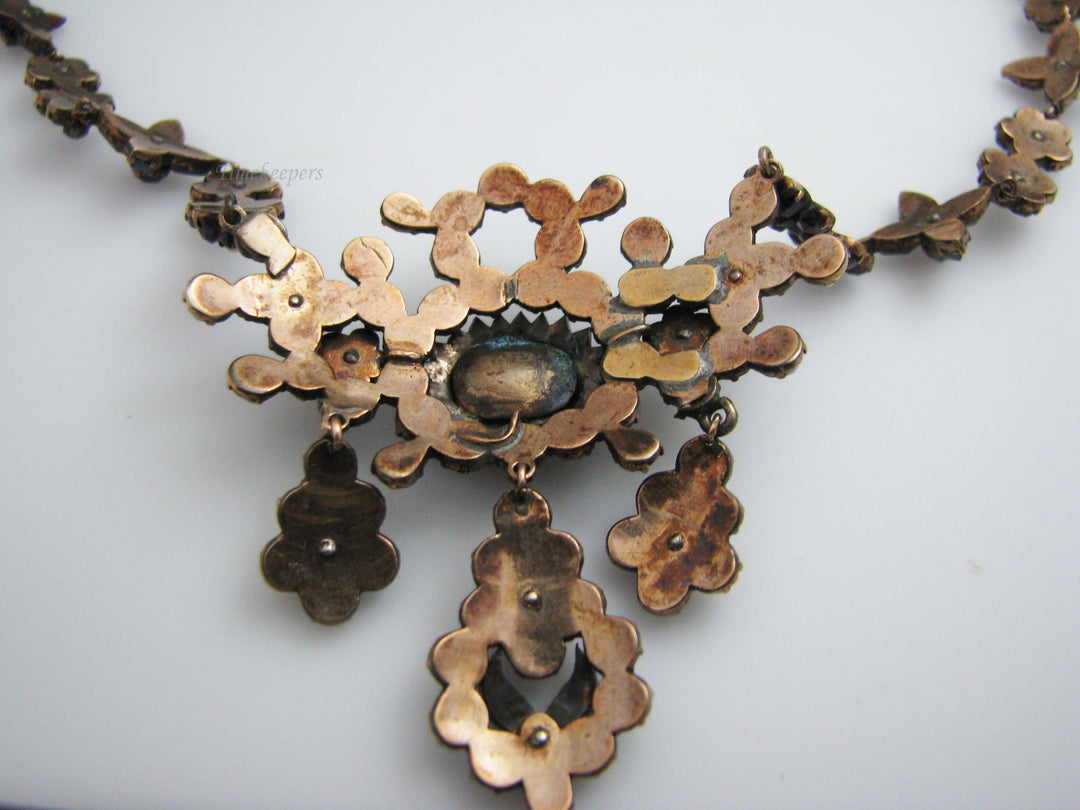 b581 Vintage Vermeil Bohemian Garnet and Seed Pearl Necklace