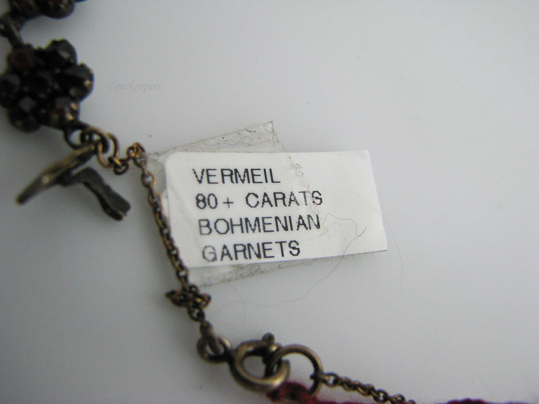 b581 Vintage Vermeil Bohemian Garnet and Seed Pearl Necklace