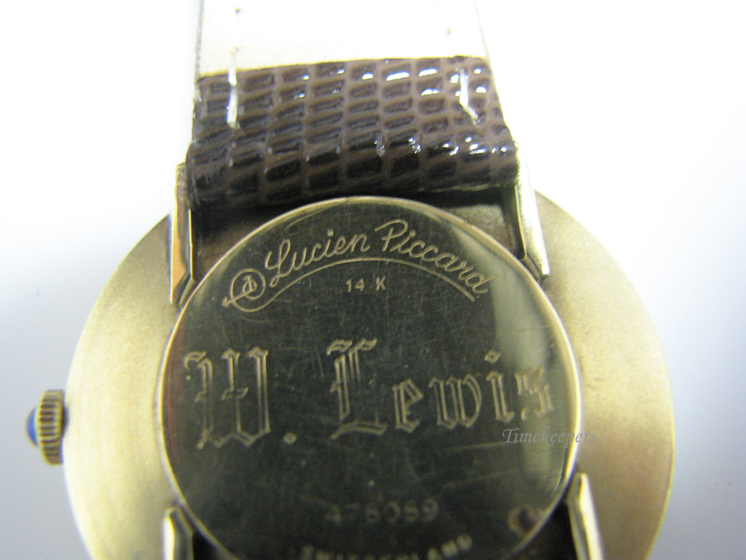 c956 Handsome Vintage Lucien Piccard Mechanical Watch in 14k Yellow gold