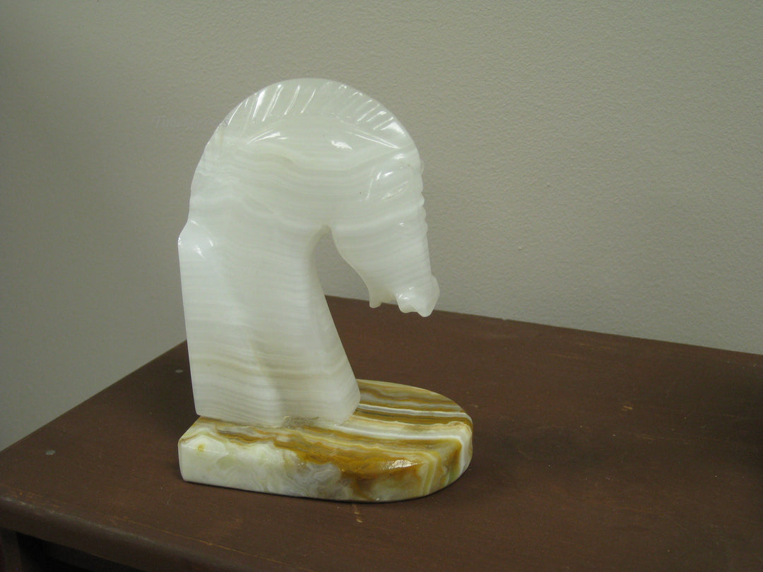 g221 1920s Art Deco Clock With Horse Head Bookends