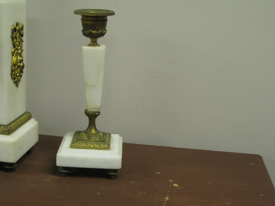 g222 1890s French Bedroom Clock With Candlesticks