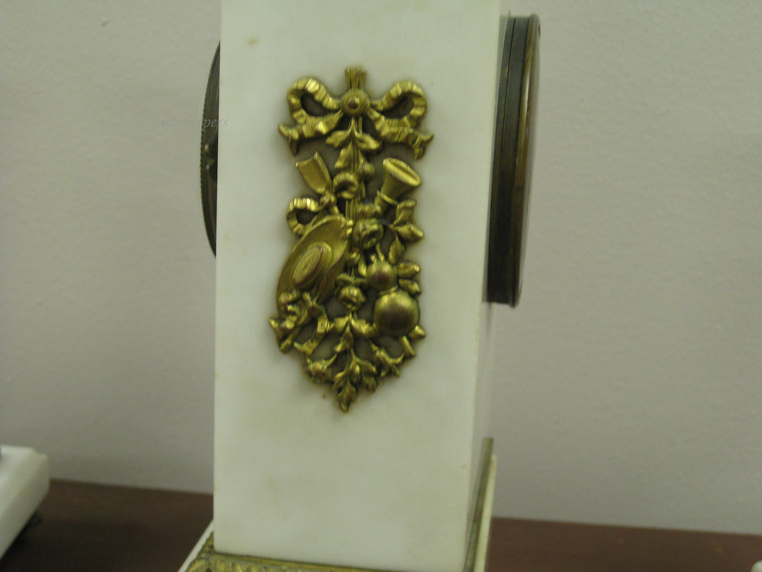 g222 1890s French Bedroom Clock With Candlesticks