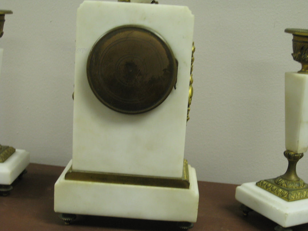 g222 1890s French Bedroom Clock With Candlesticks