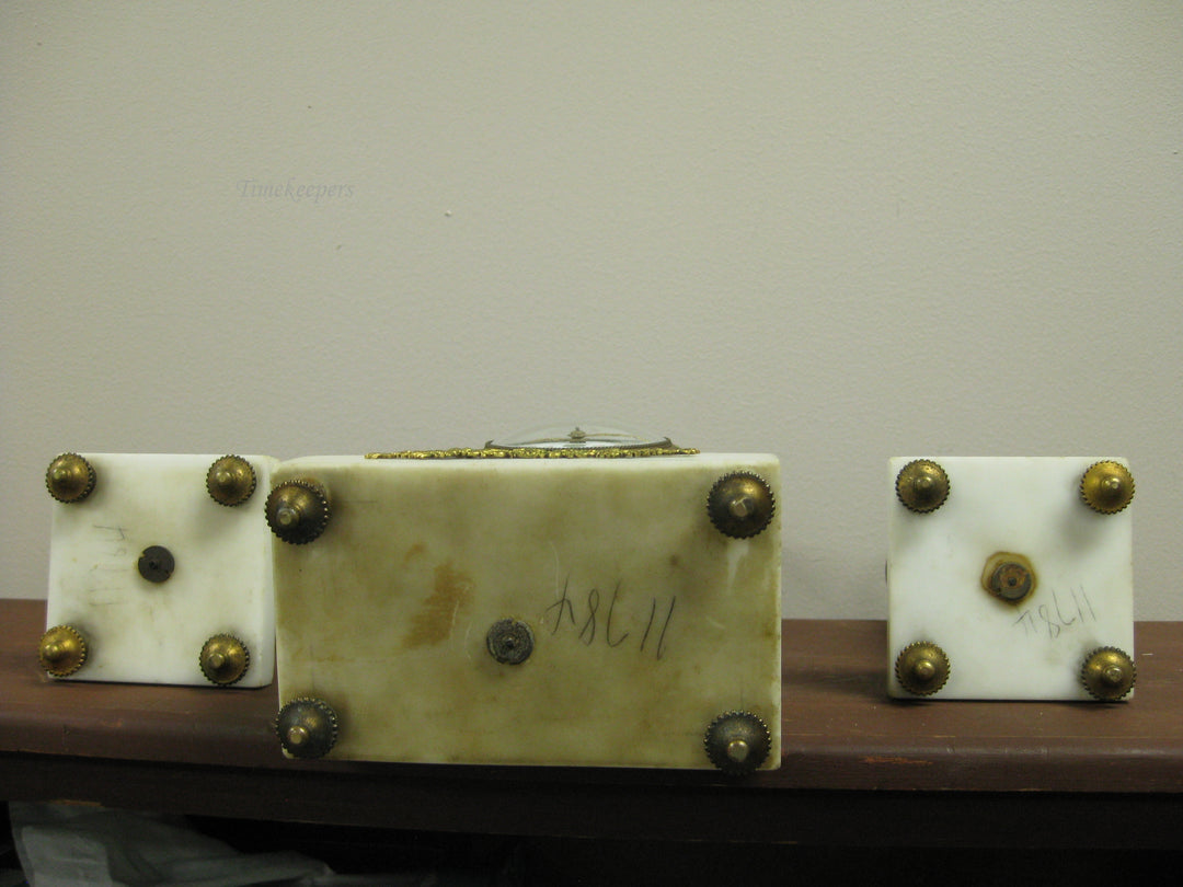 g222 1890s French Bedroom Clock With Candlesticks