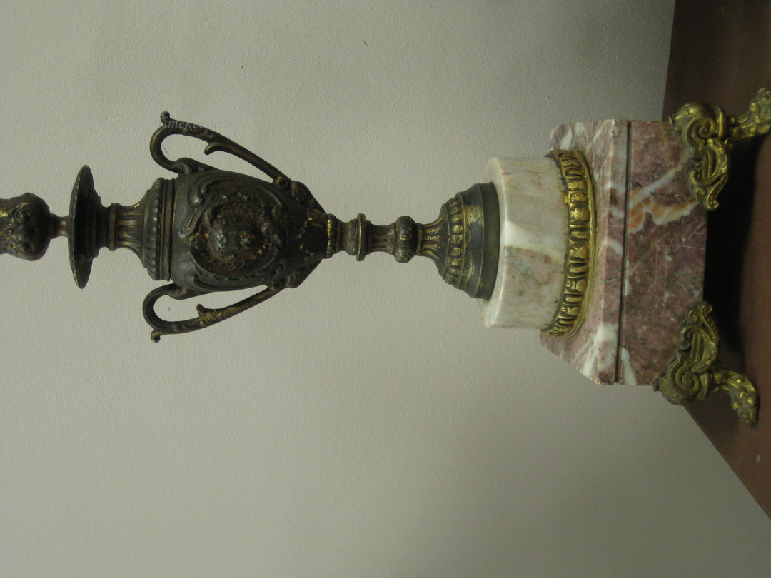 g225 French Marble Clock With Candlesticks