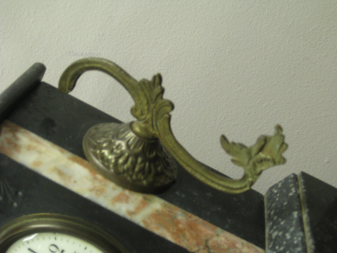 g225 French Marble Clock With Candlesticks