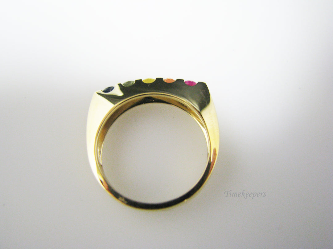 c966 Unique Channel Set Rainbow Sapphires Ring in 18k Yellow Gold