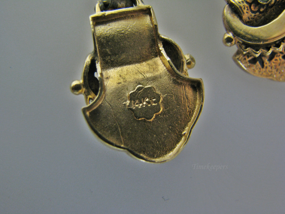 H071 Beautiful and Unique Dangle Earrings in 14k Yellow Gold