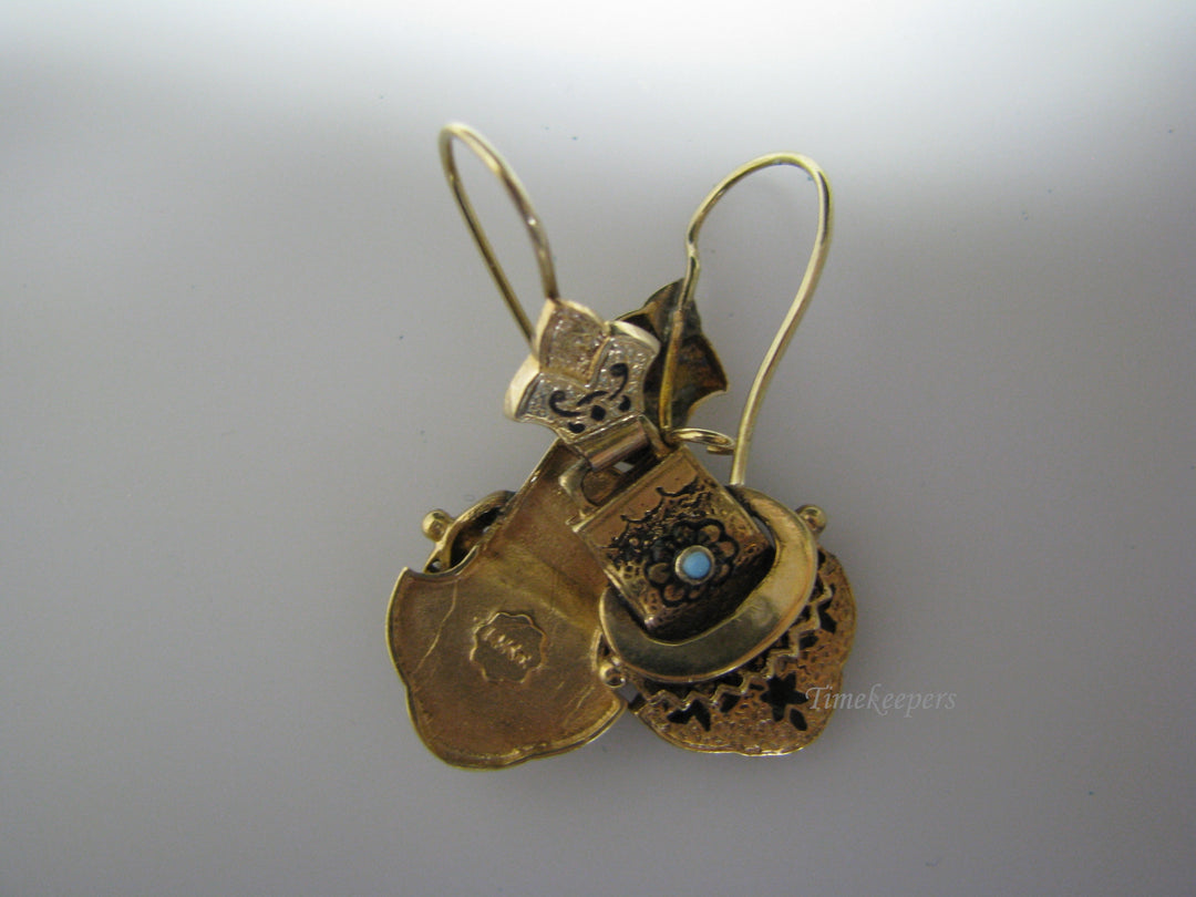 H071 Beautiful and Unique Dangle Earrings in 14k Yellow Gold