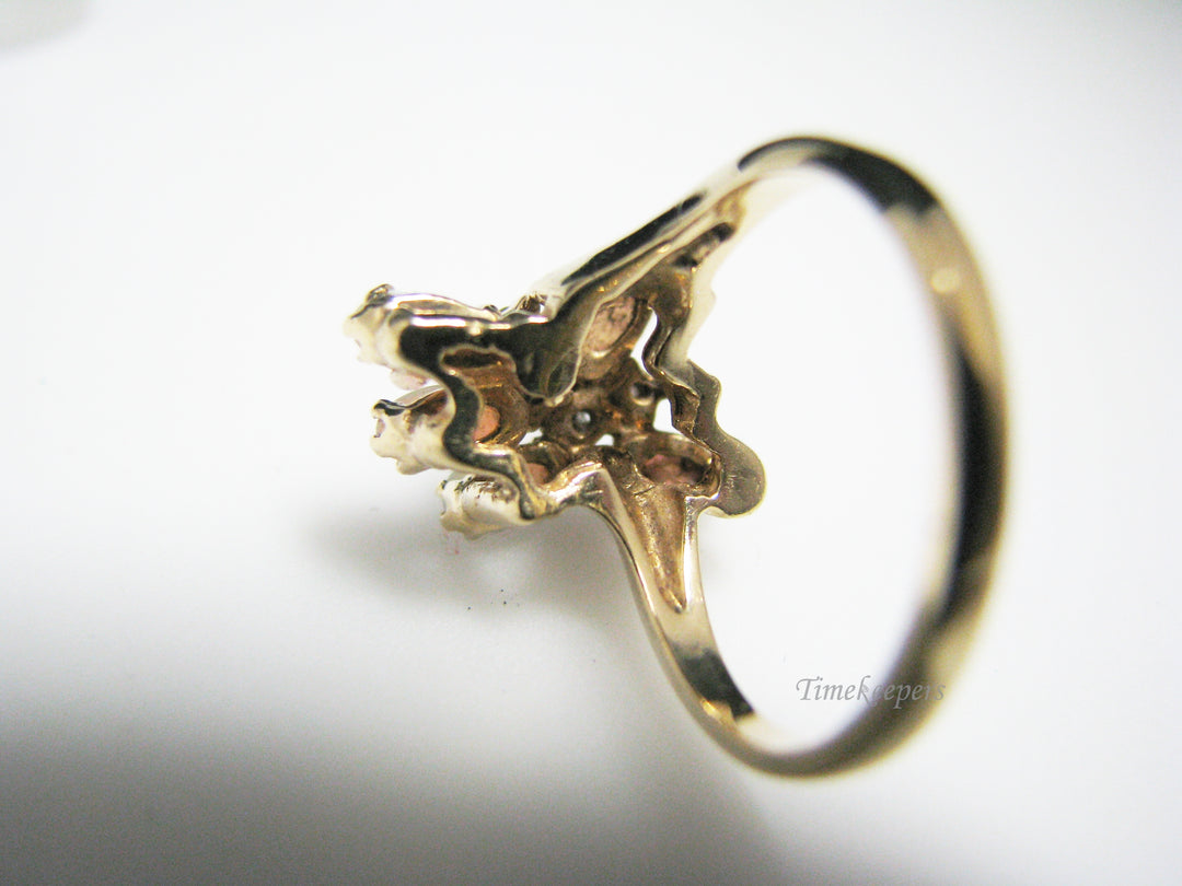 c968 Beautiful Ring with 5 Oval Opals and 4 Diamonds in 14k Yellow Gold