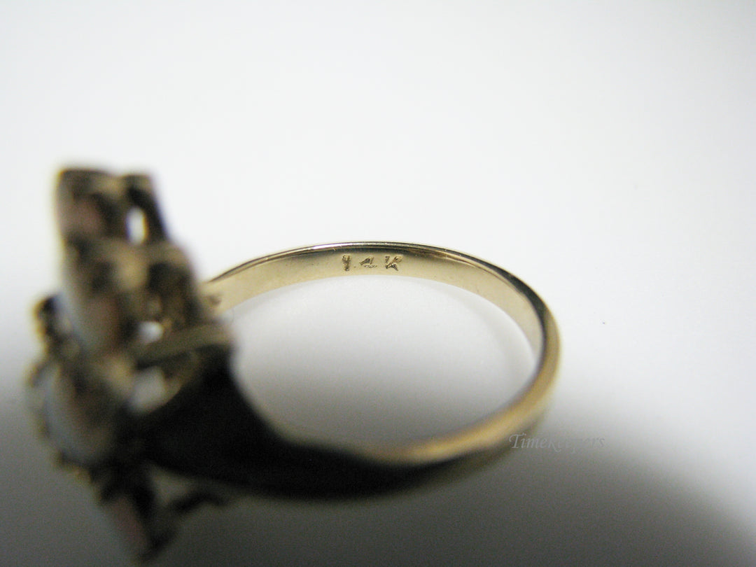 c968 Beautiful Ring with 5 Oval Opals and 4 Diamonds in 14k Yellow Gold