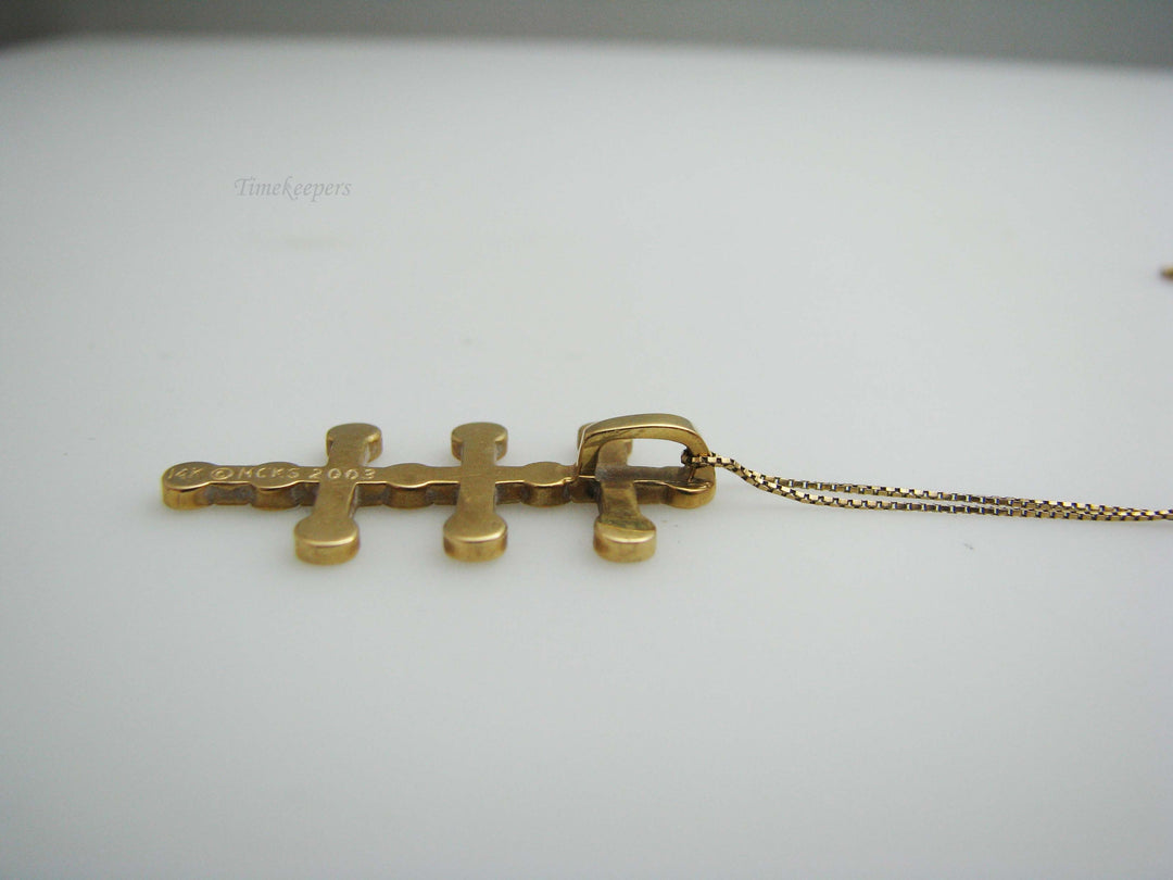 b402 Uniquely designed 14kt Yellow Gold Cross Pendant on a 10kt Yellow Gold chain