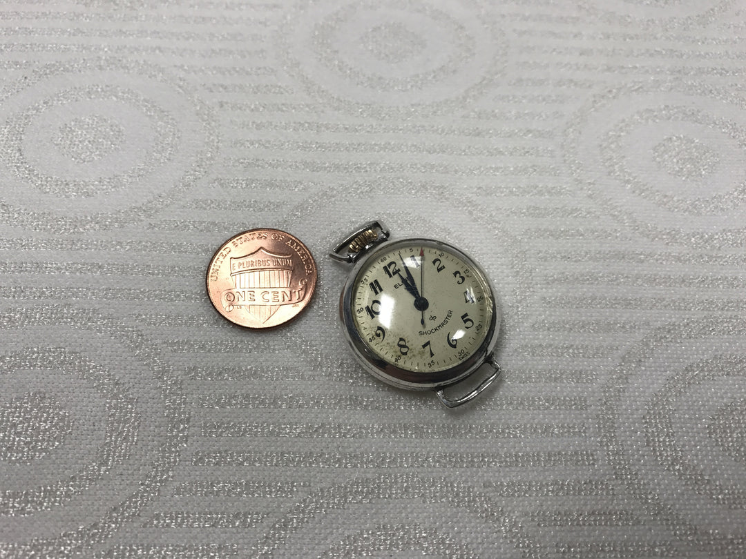 a120 Vintage Original Elgin Sterling Silver Mechanical Pocket Watch Pendant 1940's