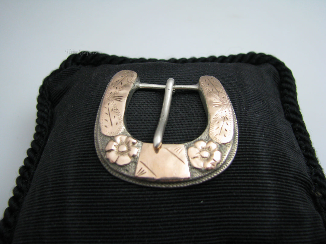 b645 Pretty Ladies Sterling Silver 10kt Rose Gold Filled Belt Buckle