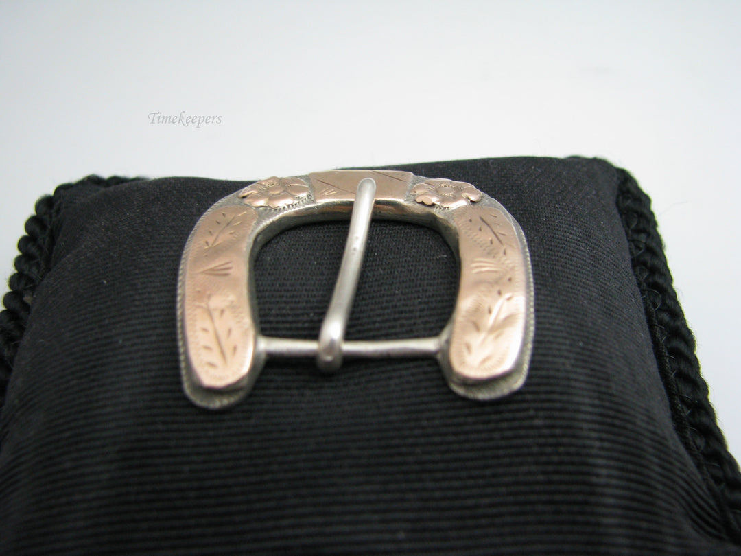 b645 Pretty Ladies Sterling Silver 10kt Rose Gold Filled Belt Buckle