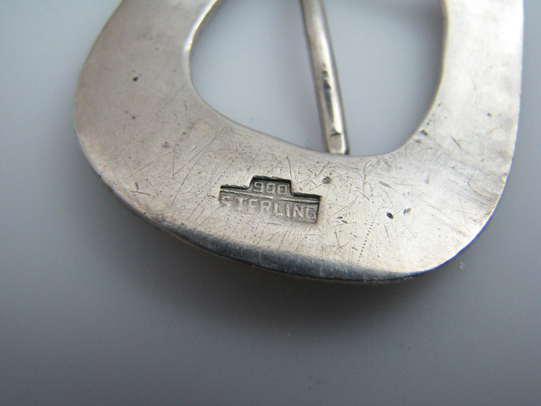 b645 Pretty Ladies Sterling Silver 10kt Rose Gold Filled Belt Buckle