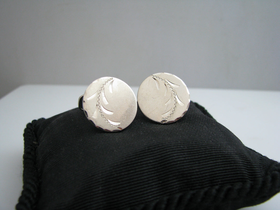 b647 Men's Sterling Silver Cuff links and Tie Bar Set