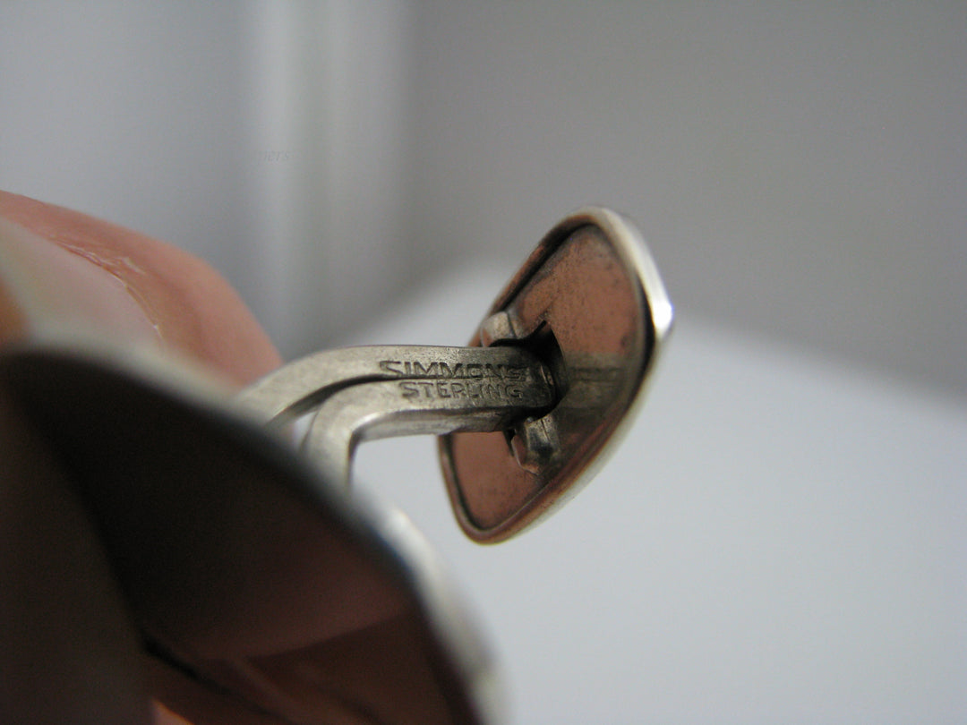 b647 Men's Sterling Silver Cuff links and Tie Bar Set