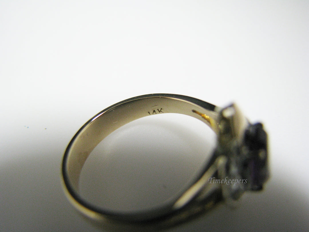 c978 Lovely Oval Purple Stone Ring With Diamonds in 14k Yellow Gold