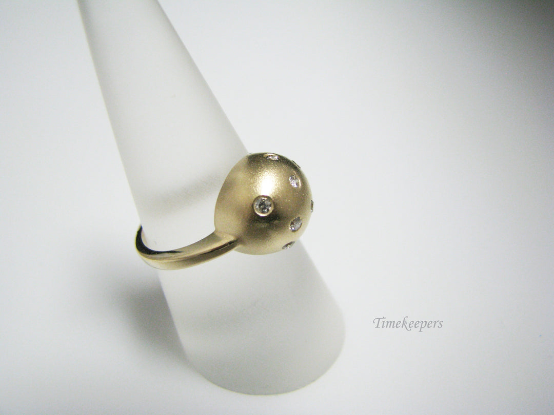 c984 Fantastic Unique 14K Yellow Gold Domed Diamond Ring