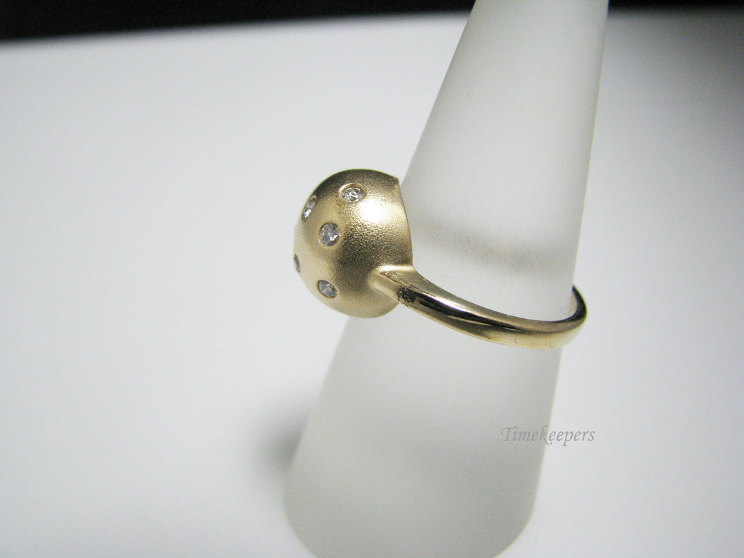 c984 Fantastic Unique 14K Yellow Gold Domed Diamond Ring