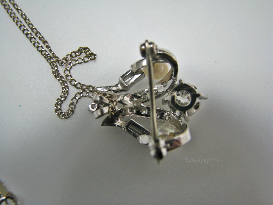 H104 Stunning Diamond with Pearls Necklace in 14k White Gold