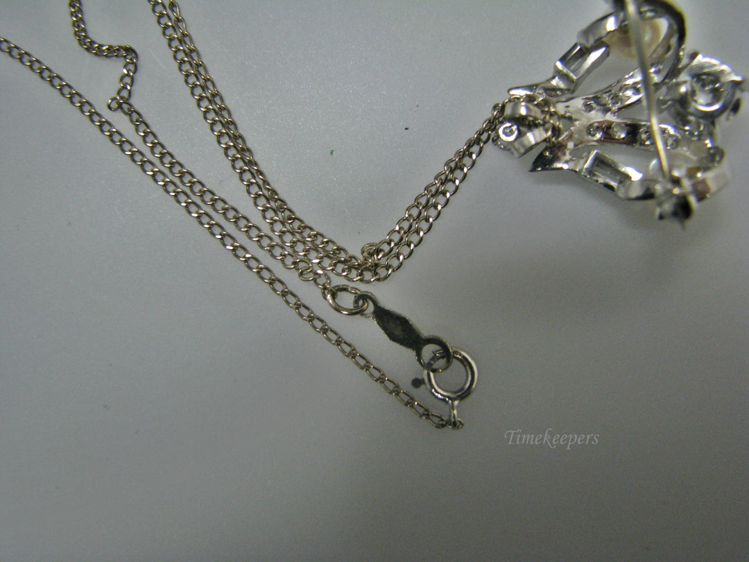 H104 Stunning Diamond with Pearls Necklace in 14k White Gold