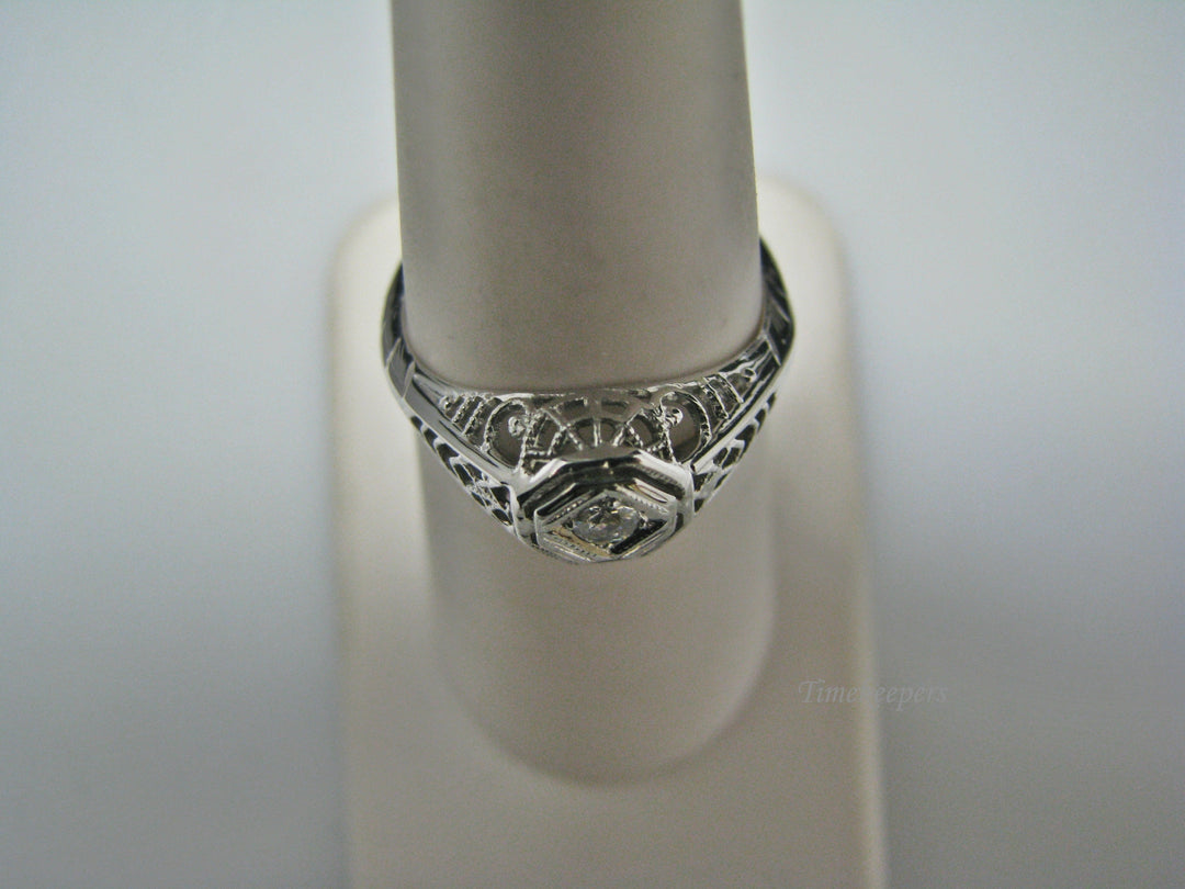 H108 Gorgeous Diamond Ring in 14k White Gold from 1930's
