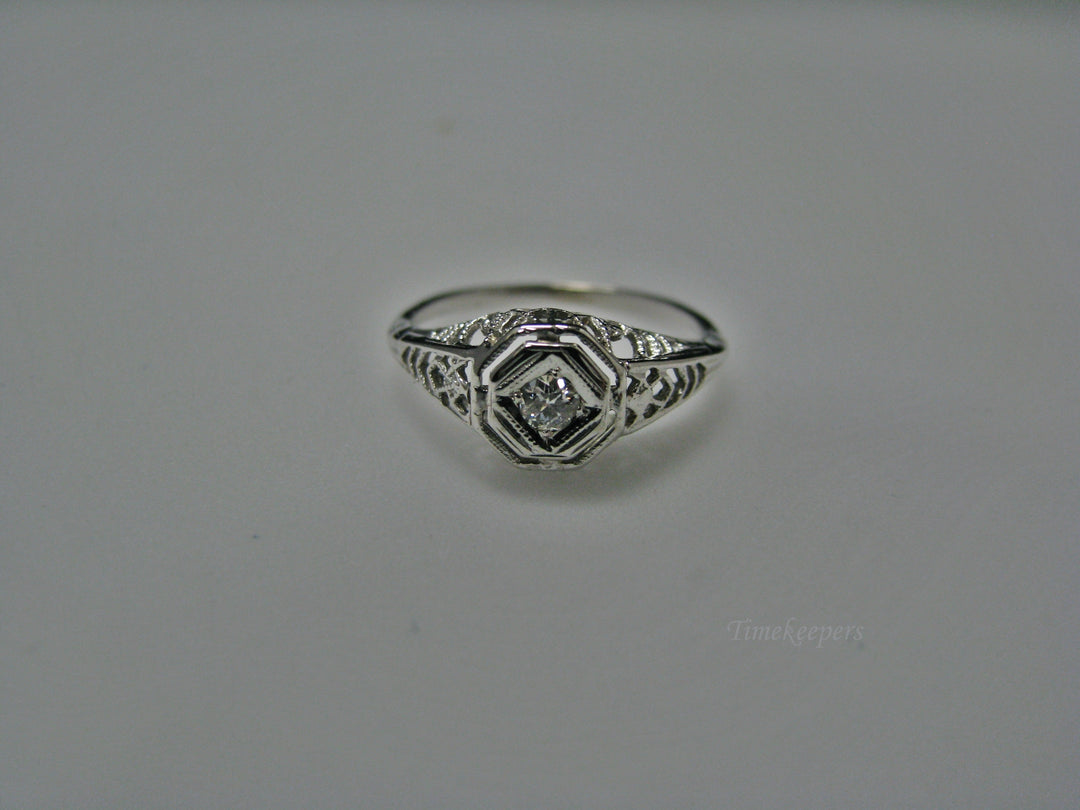 H108 Gorgeous Diamond Ring in 14k White Gold from 1930's