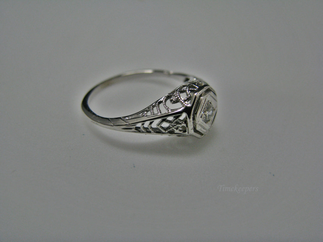 H108 Gorgeous Diamond Ring in 14k White Gold from 1930's