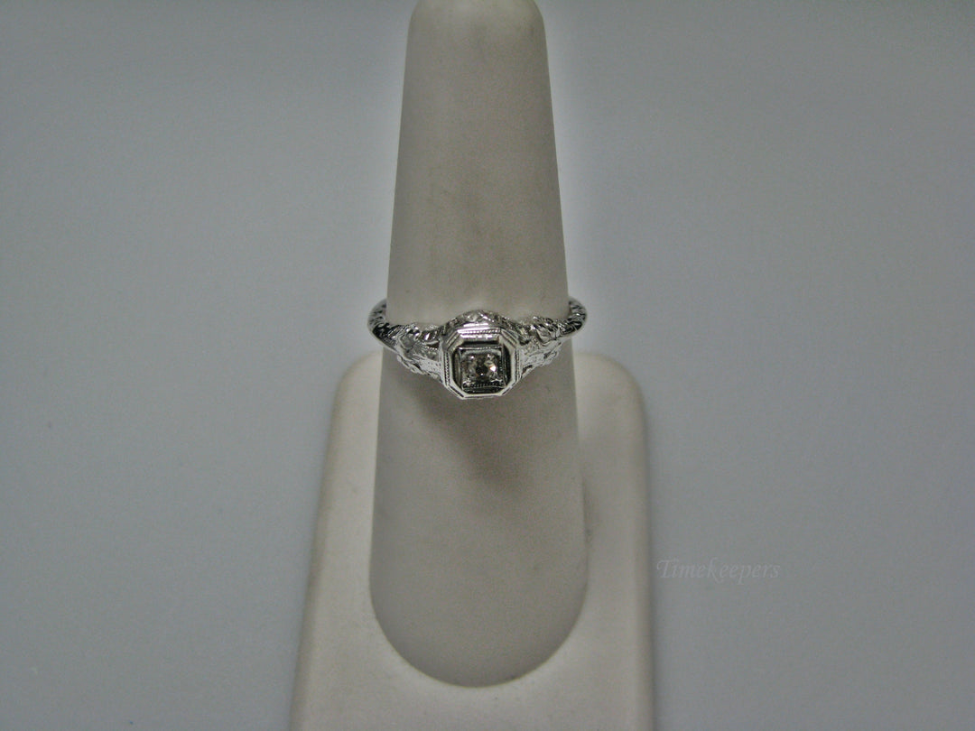 H112 Stunning Diamond Ring in 14k White Gold from 1920's