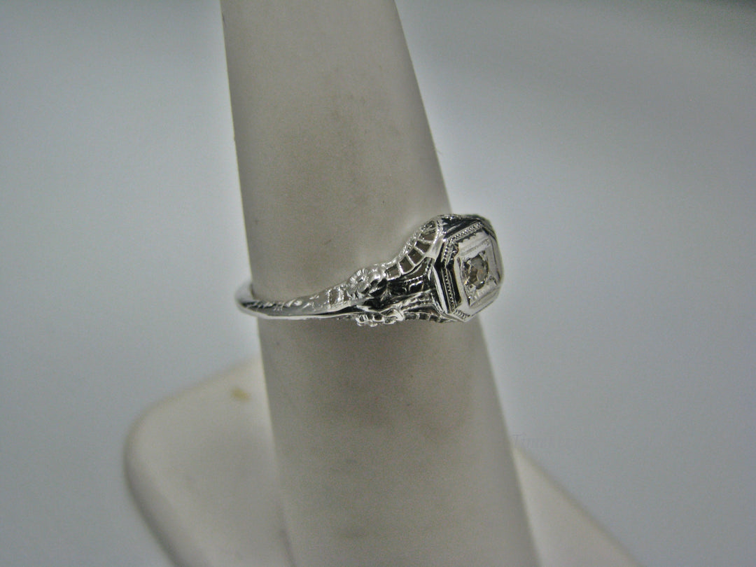 H112 Stunning Diamond Ring in 14k White Gold from 1920's