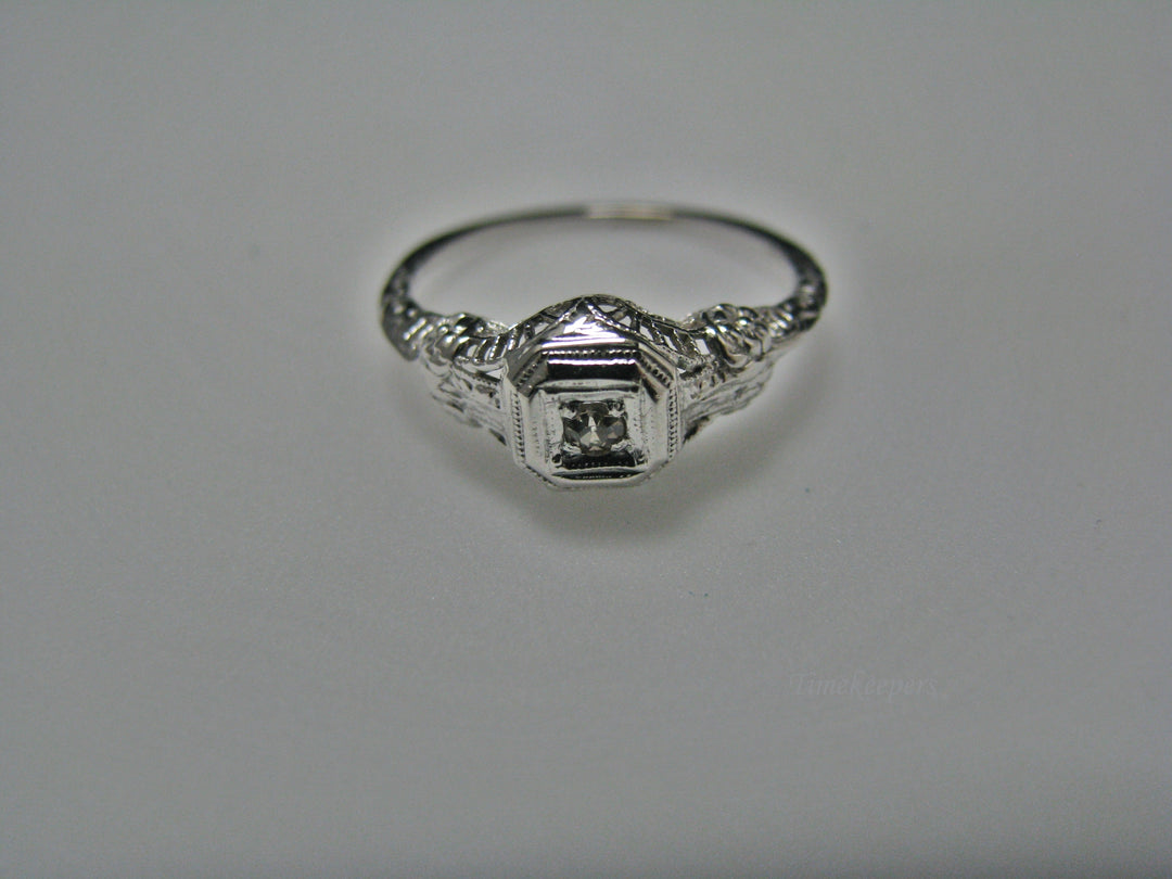 H112 Stunning Diamond Ring in 14k White Gold from 1920's