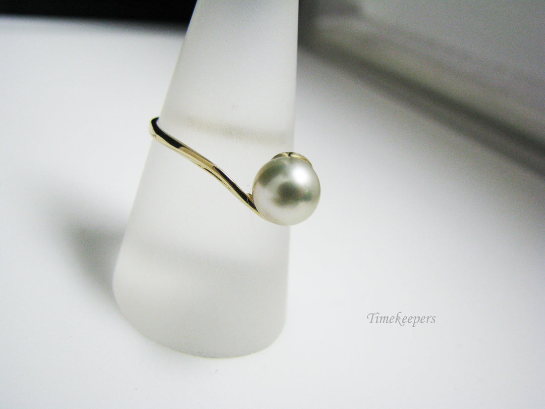 c986 Pretty Unique Light Grey Pearl 14k Yellow Gold Ring