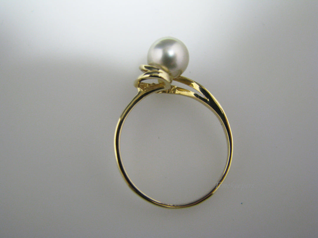 c986 Pretty Unique Light Grey Pearl 14k Yellow Gold Ring