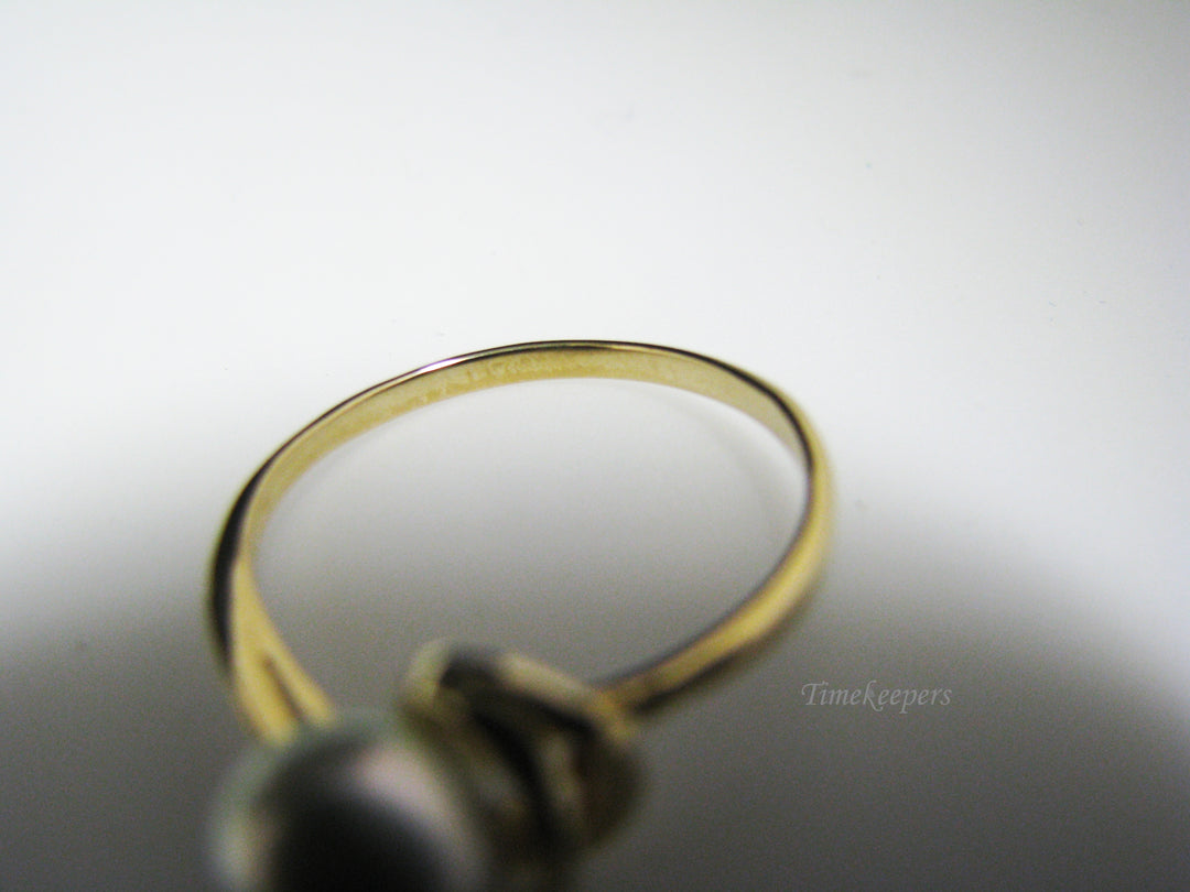 c986 Pretty Unique Light Grey Pearl 14k Yellow Gold Ring