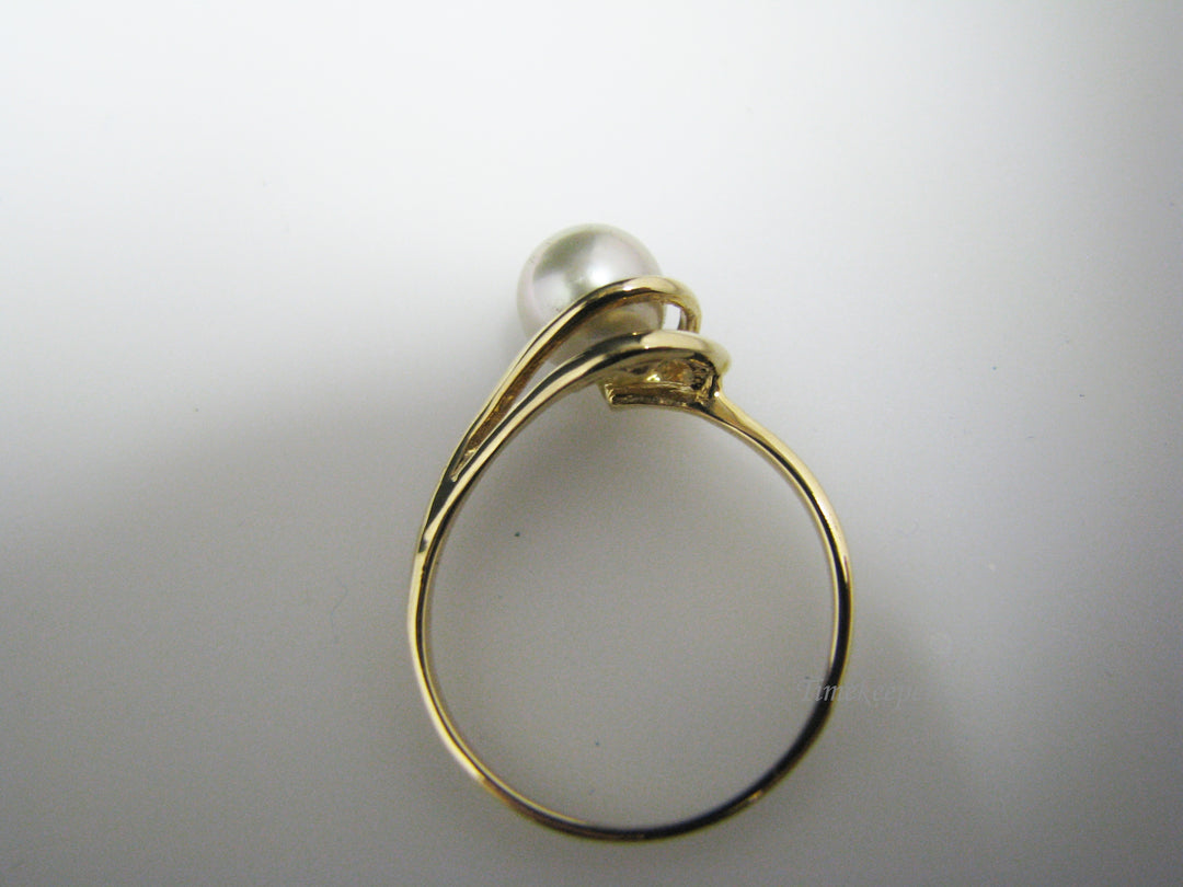 c986 Pretty Unique Light Grey Pearl 14k Yellow Gold Ring