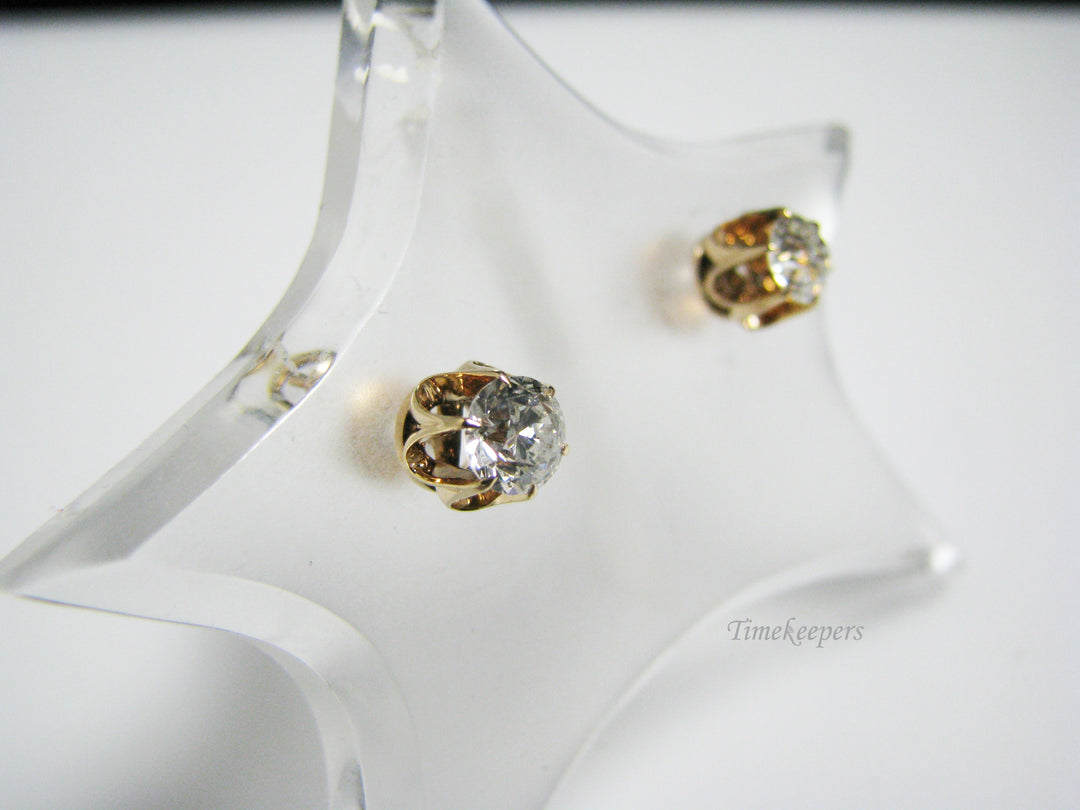 c989 Beautiful 1 carat total weight Diamond Stud Earrings in 14k Yellow Gold