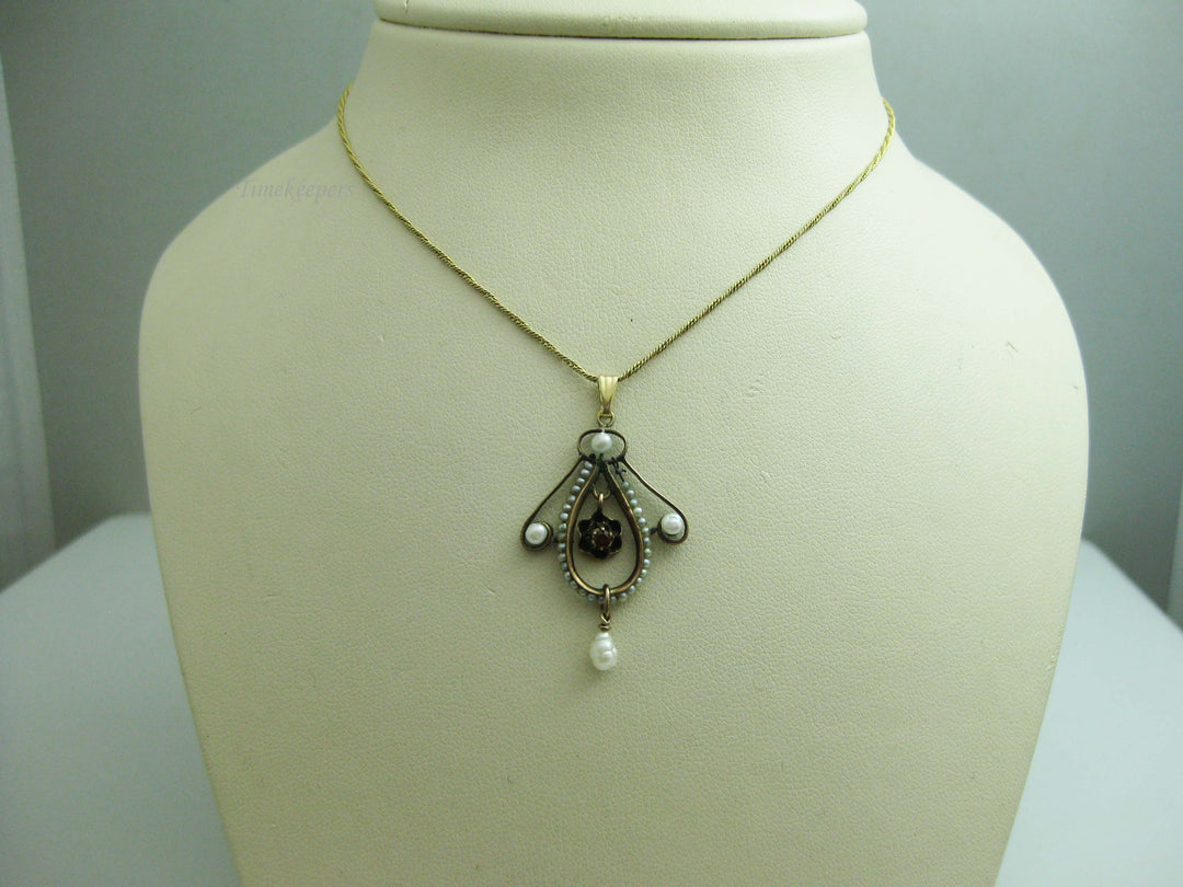 b683 Pretty Antique Gold Filled Pendant Lavaliere on a 21" 14kt Yellow Gold Necklace