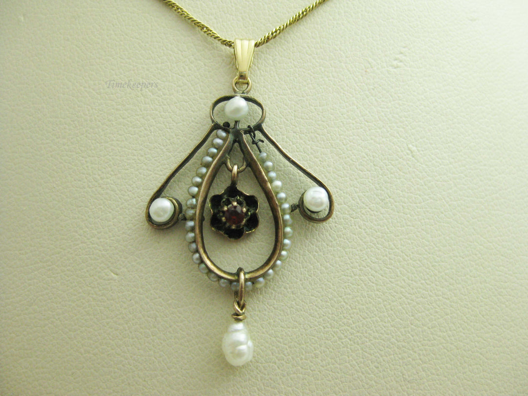 b683 Pretty Antique Gold Filled Pendant Lavaliere on a 21" 14kt Yellow Gold Necklace
