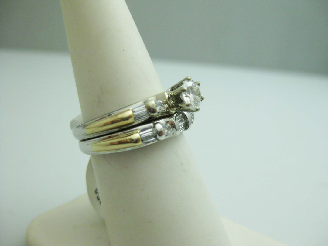 d880 Gorgeous 14kt Two Tone Diamond Wedding Set
