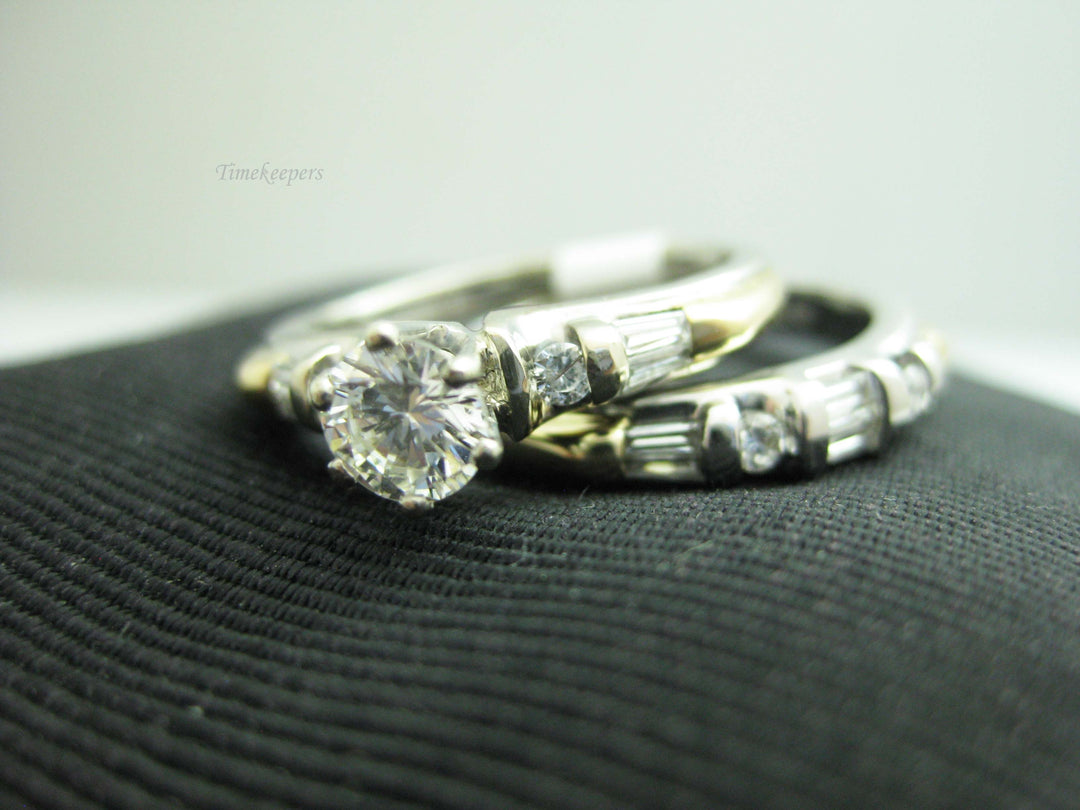 d880 Gorgeous 14kt Two Tone Diamond Wedding Set