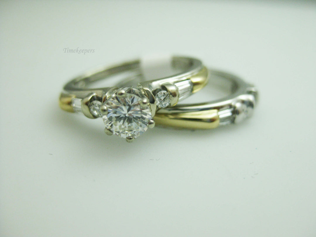 d880 Gorgeous 14kt Two Tone Diamond Wedding Set