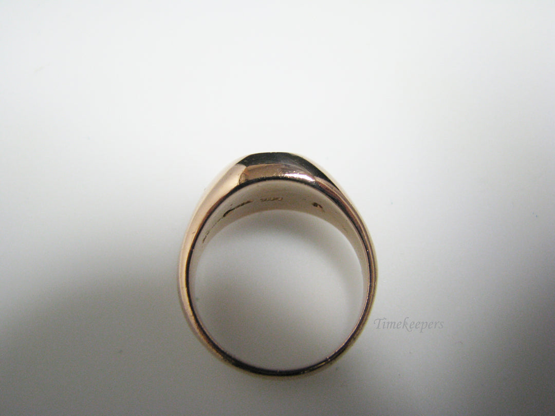 a071 Vintage Handsome Engraveable 14k Rose Gold Men's Ring with Diamonds