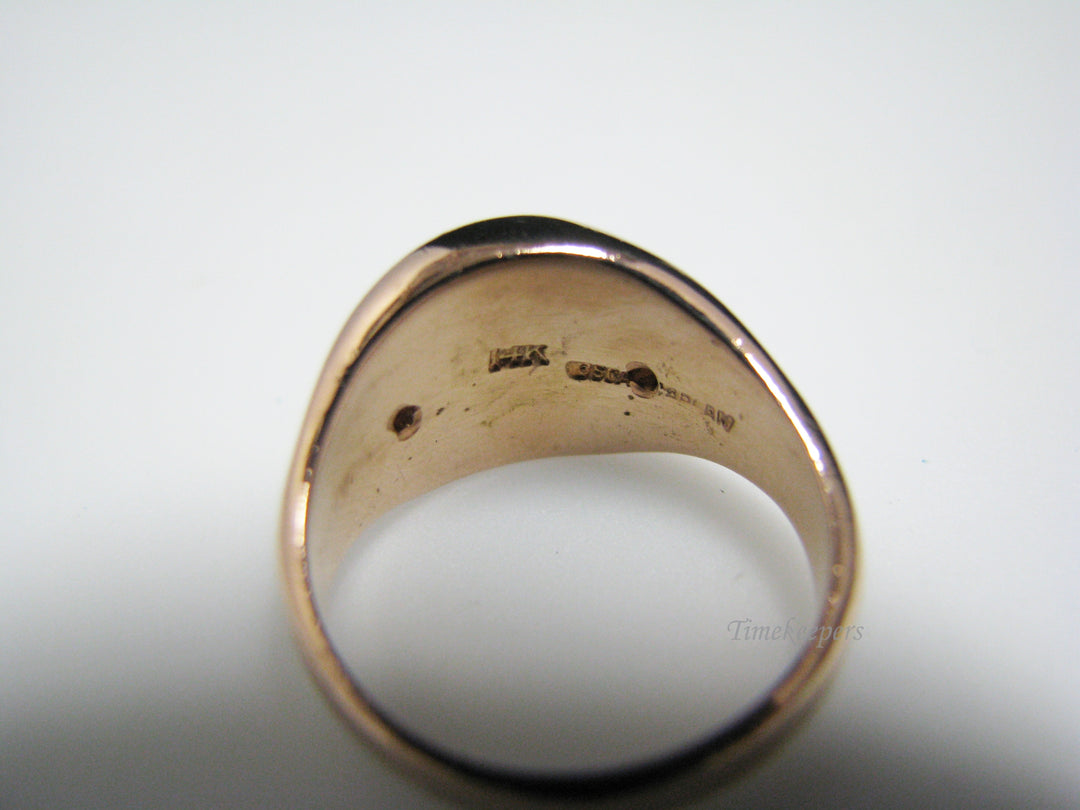 a071 Vintage Handsome Engraveable 14k Rose Gold Men's Ring with Diamonds