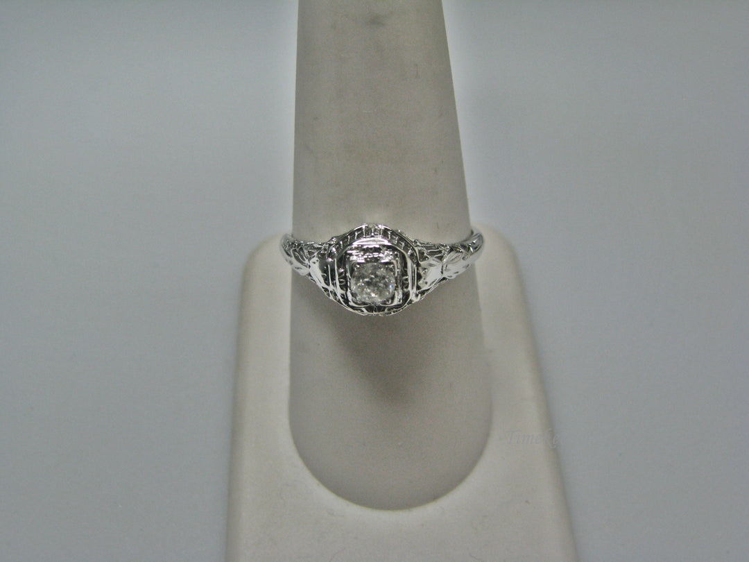 H129 Stunning Diamond Ring in 14k White Gold from 1930's Size 8