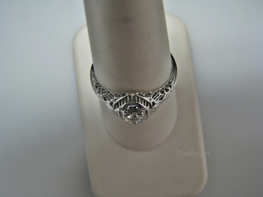 H129 Stunning Diamond Ring in 14k White Gold from 1930's Size 8
