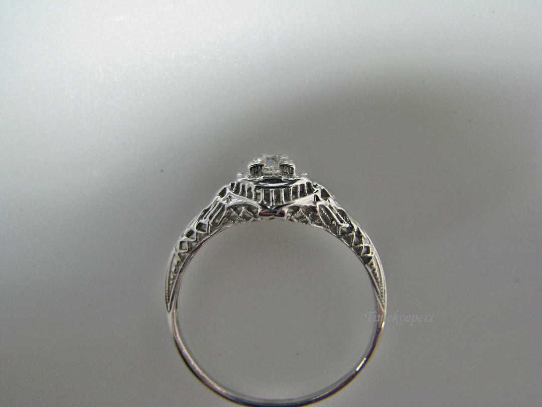 H129 Stunning Diamond Ring in 14k White Gold from 1930's Size 8